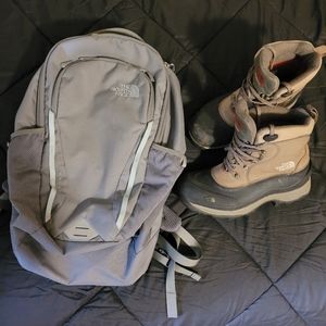 North Face boots 9.5/10 & backpack